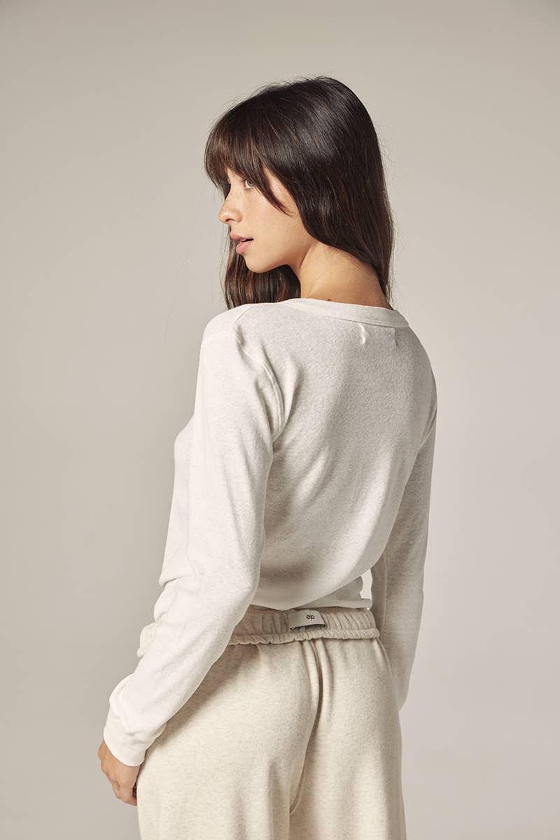 Long sleeve cotton henry top
