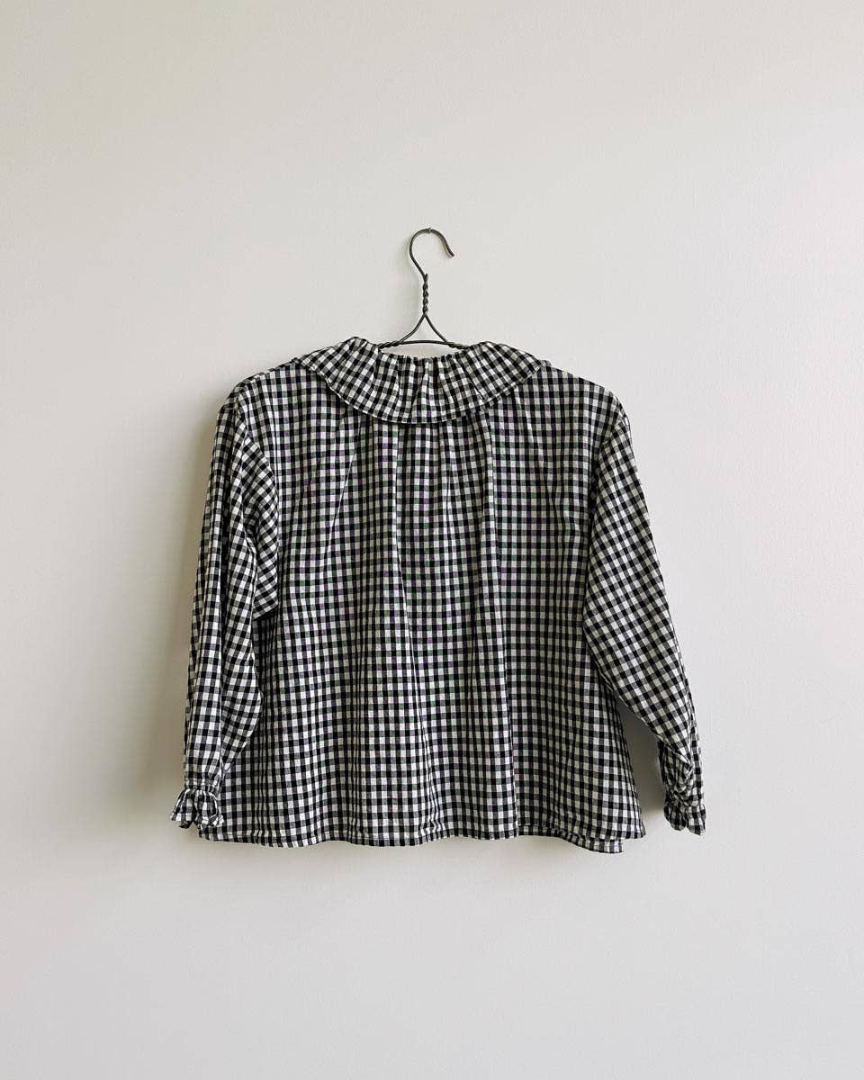 Black and White Cotton Gingham Blouse - Nesaea Prairie Noir