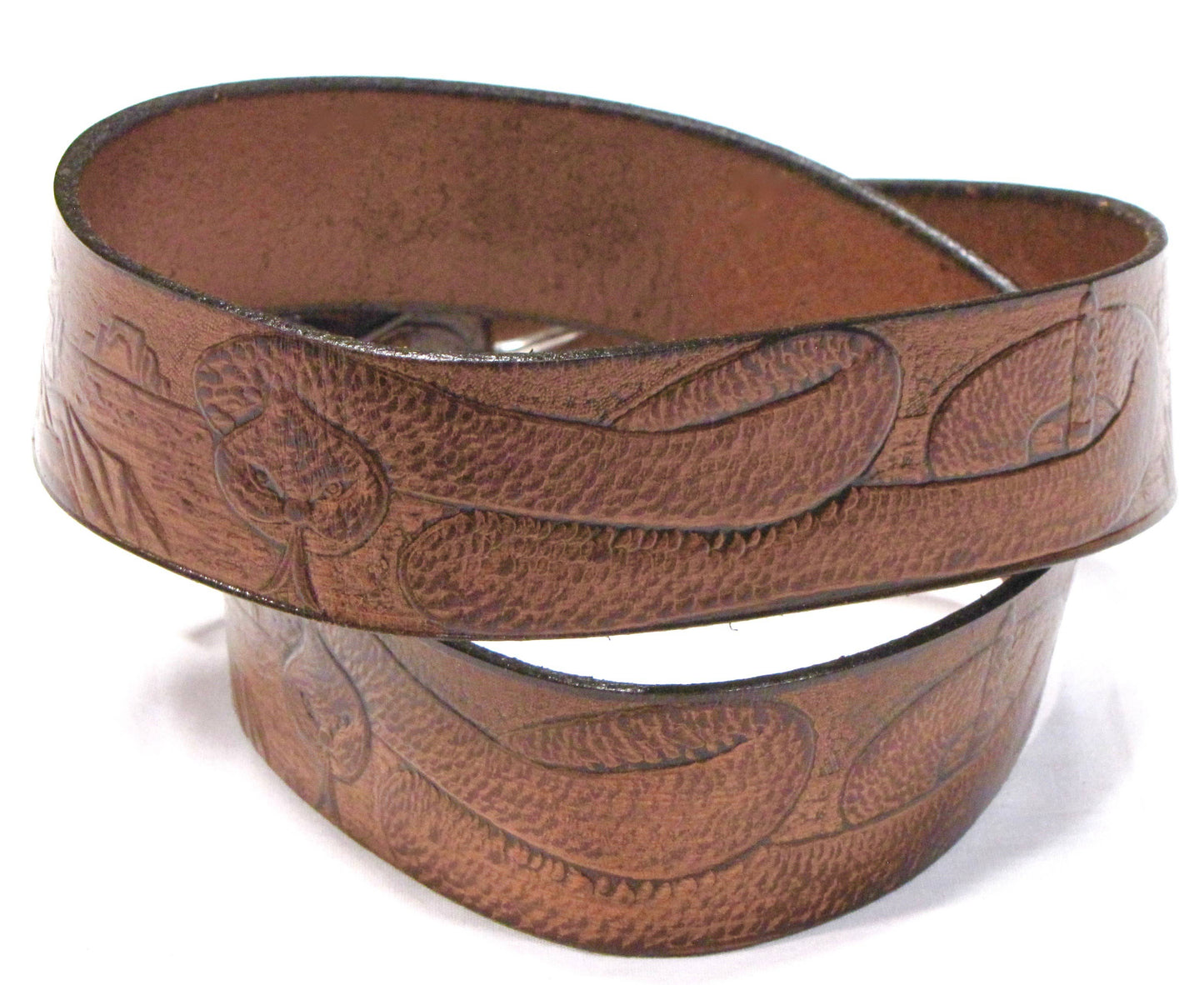 1 1/2" Full Grain Tooled  Leather Belt-Desert Life