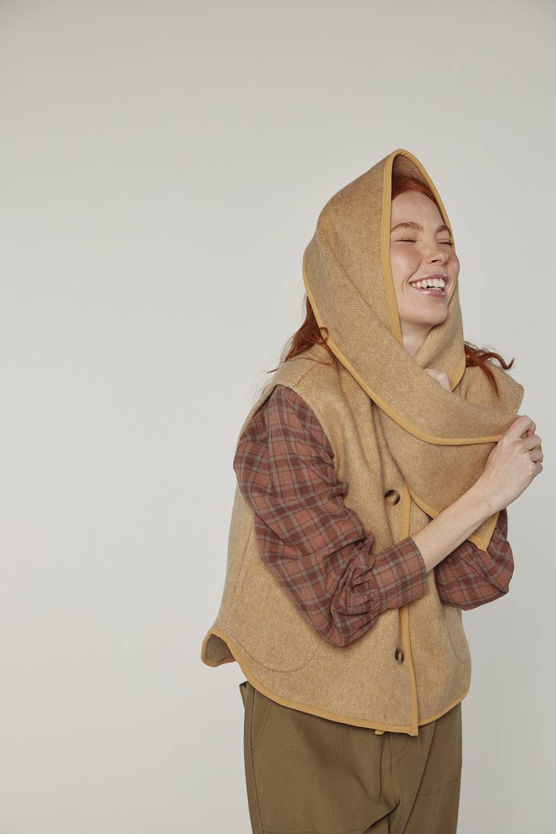 Wool Blend Scarf Vest by Amente