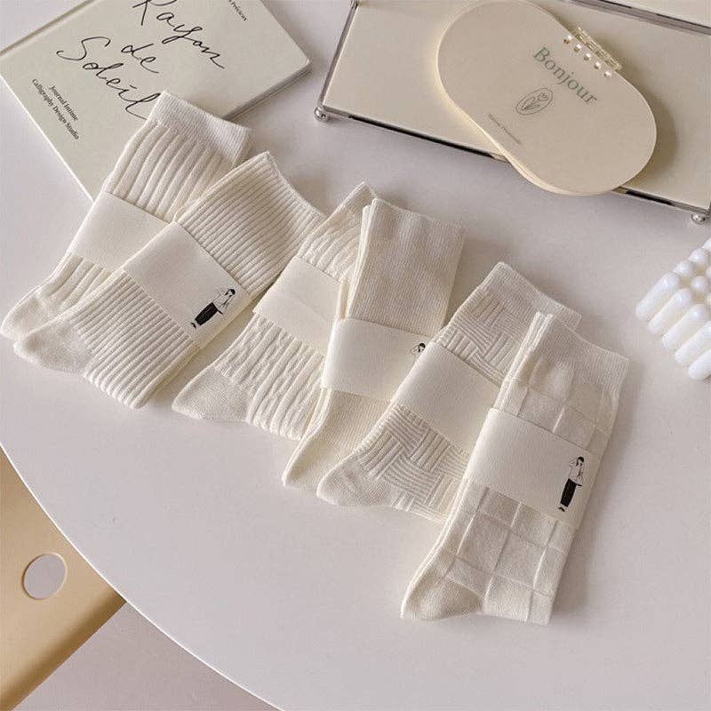 Vertical Stripe Crew Socks Women Cotton Stackable M5A307