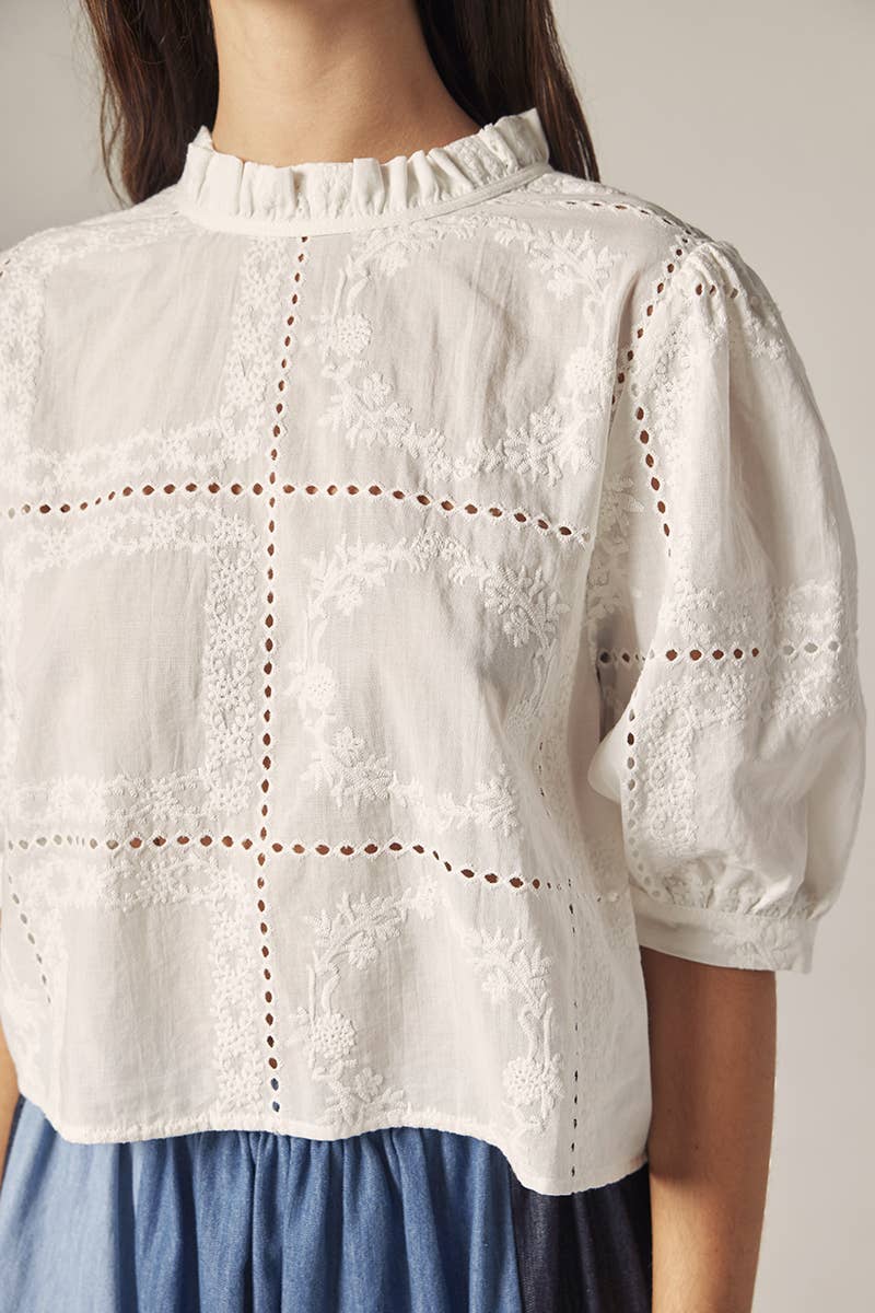 Puff sleeve tie back top