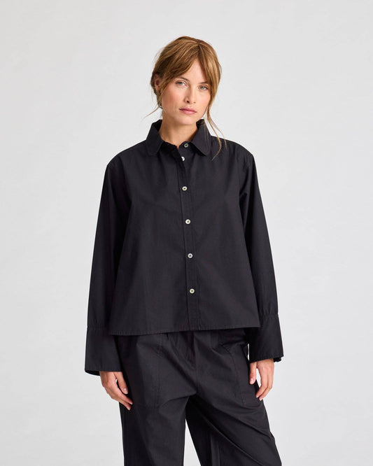 Flora Shirt Poplin Gots - Black