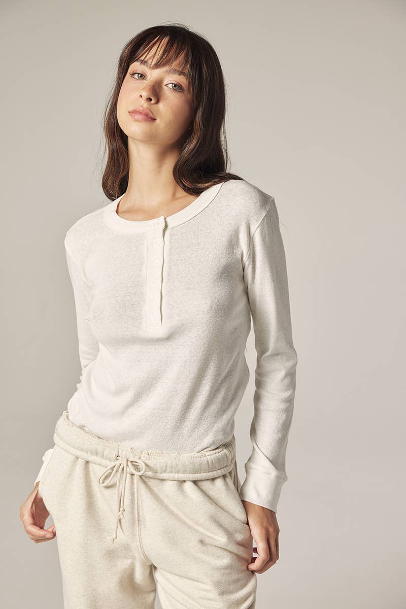 Long sleeve cotton henry top