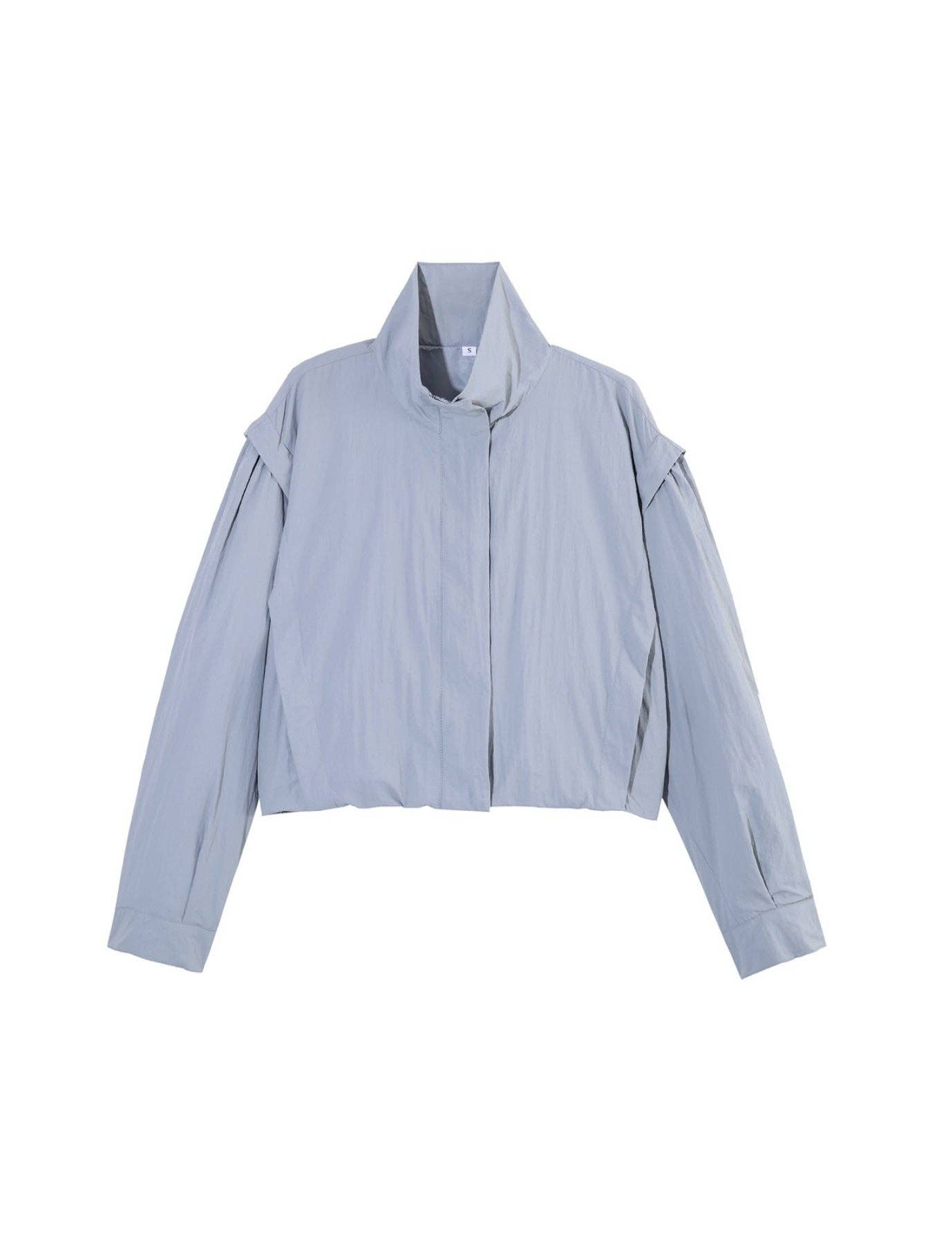 Zip Detail Long Sleeve Windbreaker Jacket Women N6D123