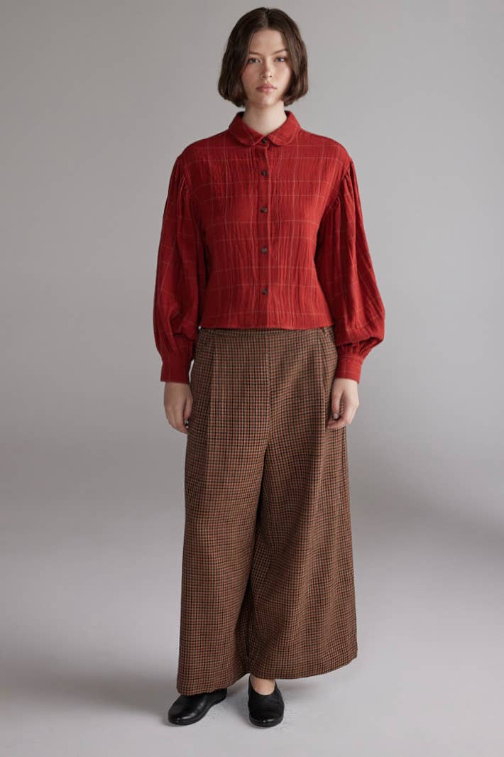Plaid Volume Blouse