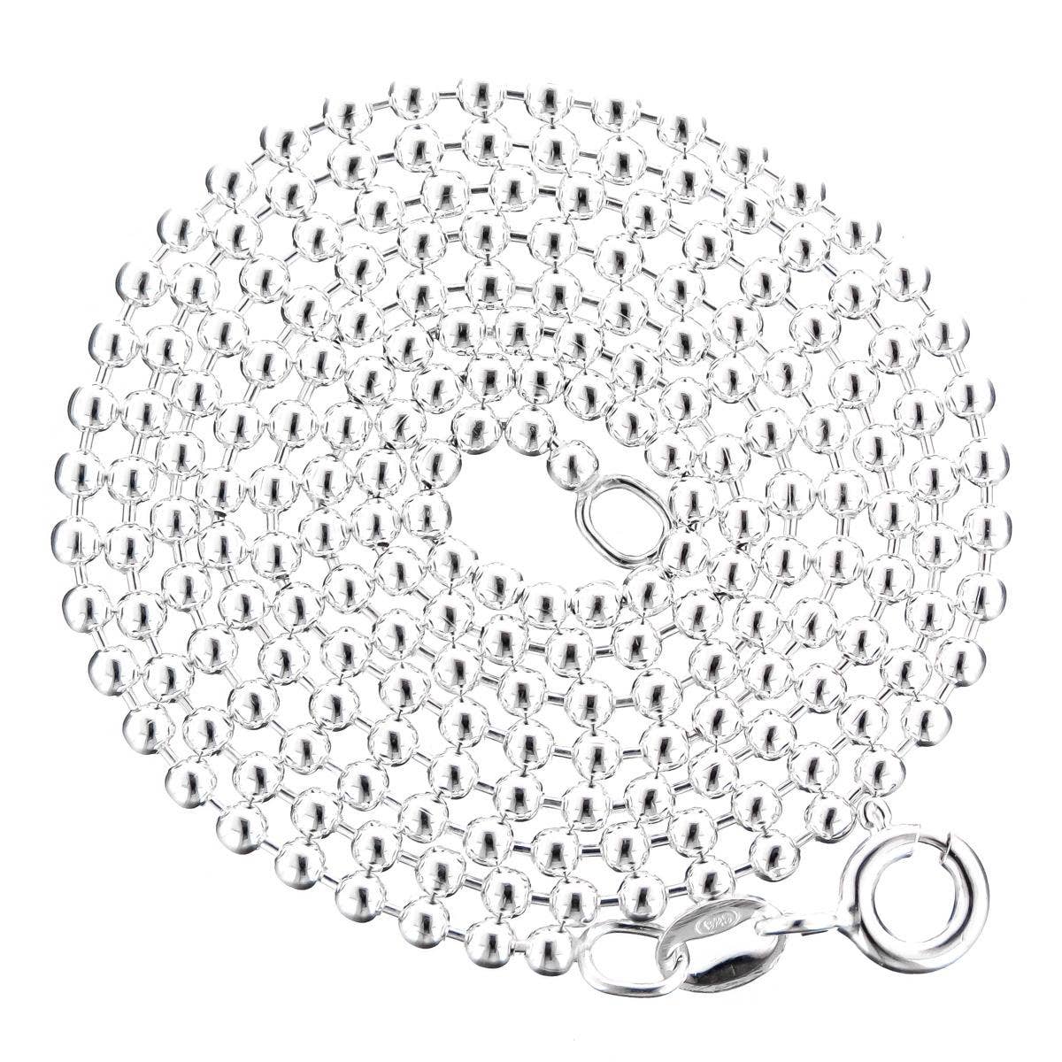 925 silver genuine italian sterling ball chain necklace, 16-30"