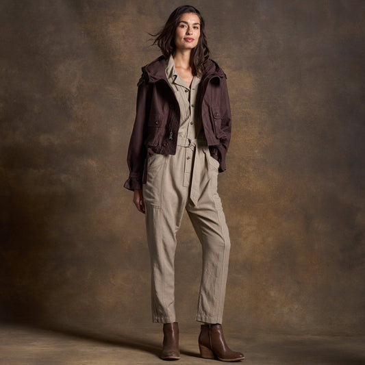Slub Twill Long Sleeve Jumpsuit by Rowan