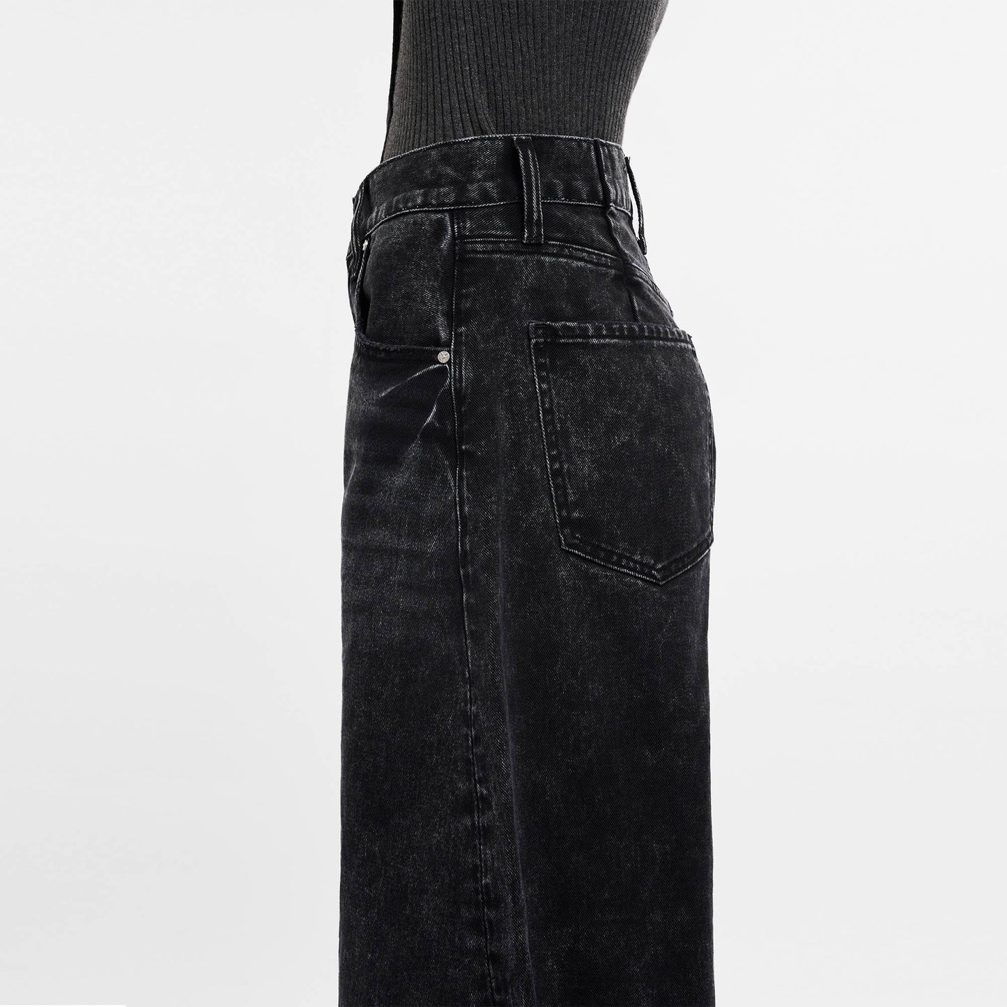 SUPER HIGH RISE TAILORED BARREL JEANS FINISHED HEM