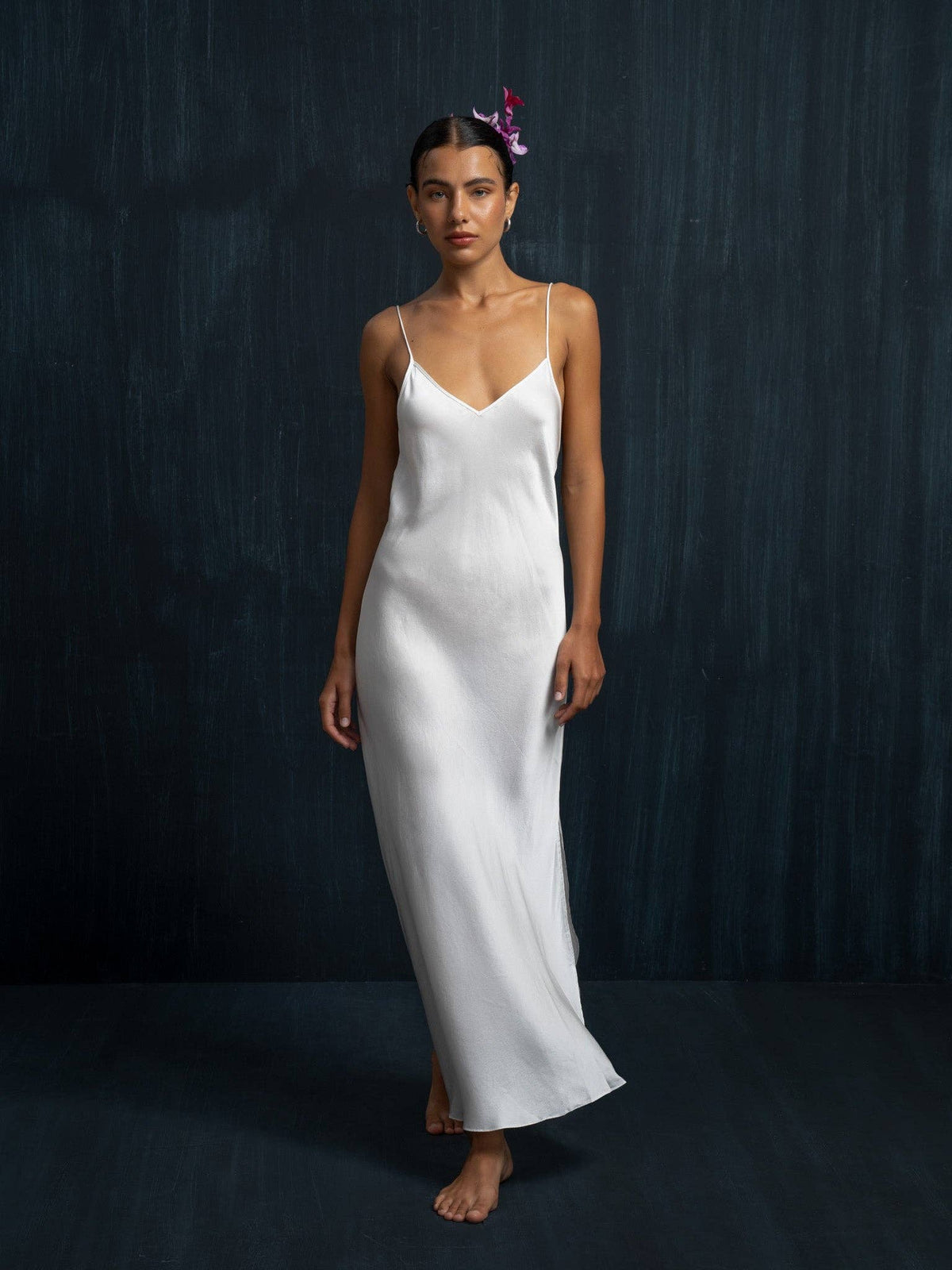 Lily White Silk Slip Dress - Peace silk, Ahimsa Organic Silk