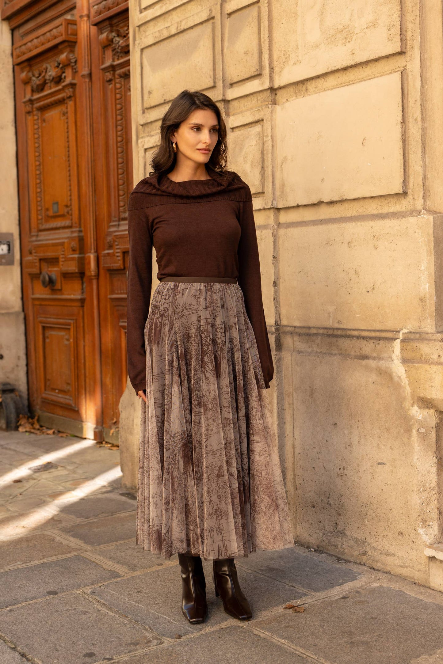 Amber skirt in toile de Jouy printed tulle - CK08202-1