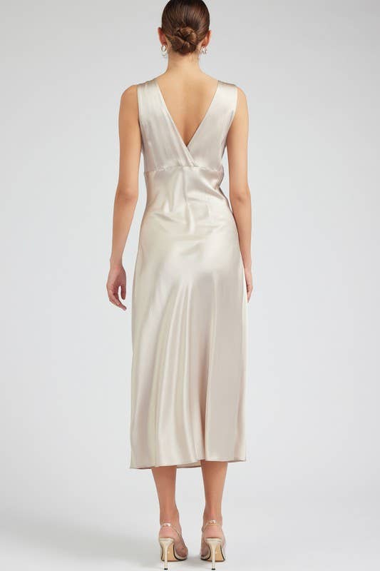 100% Silk Sweetheart Midi Dress