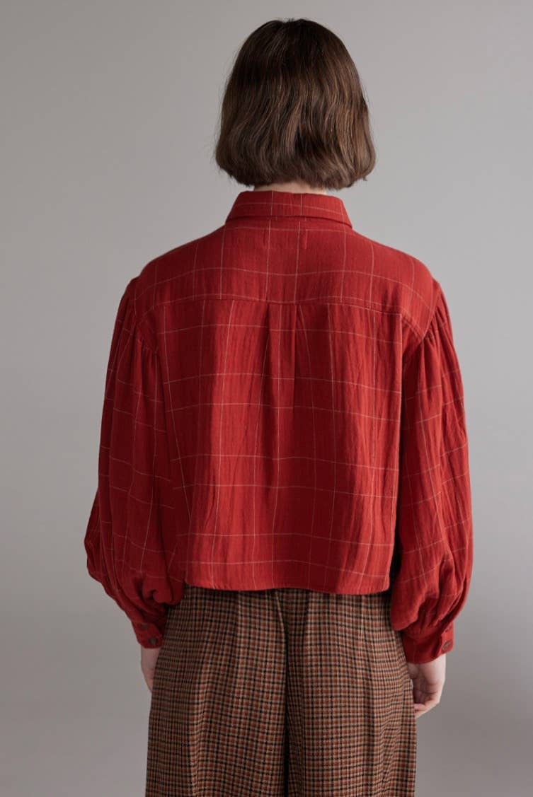 Plaid Volume Blouse