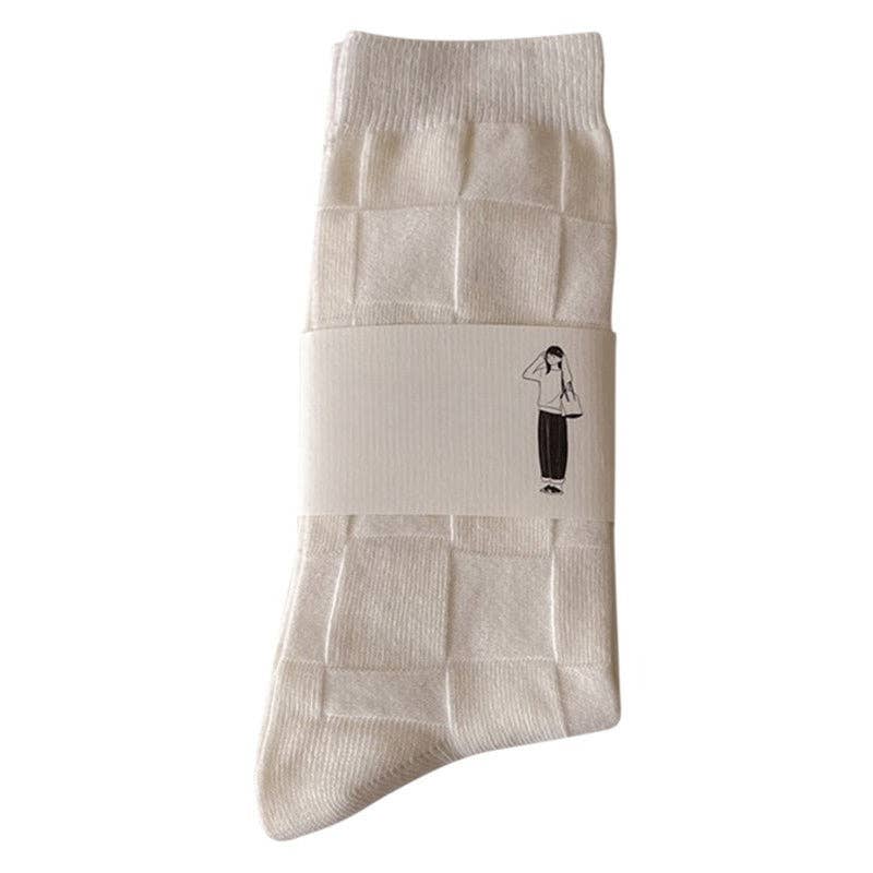 Vertical Stripe Crew Socks Women Cotton Stackable M5A307