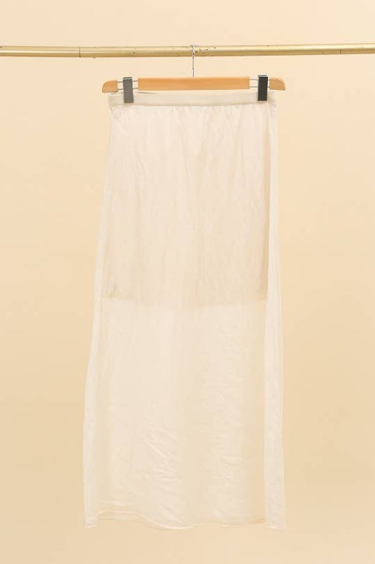 LONG FLUID SKIRT WITH ELASTIC WAIST IN RAYON AND SILK