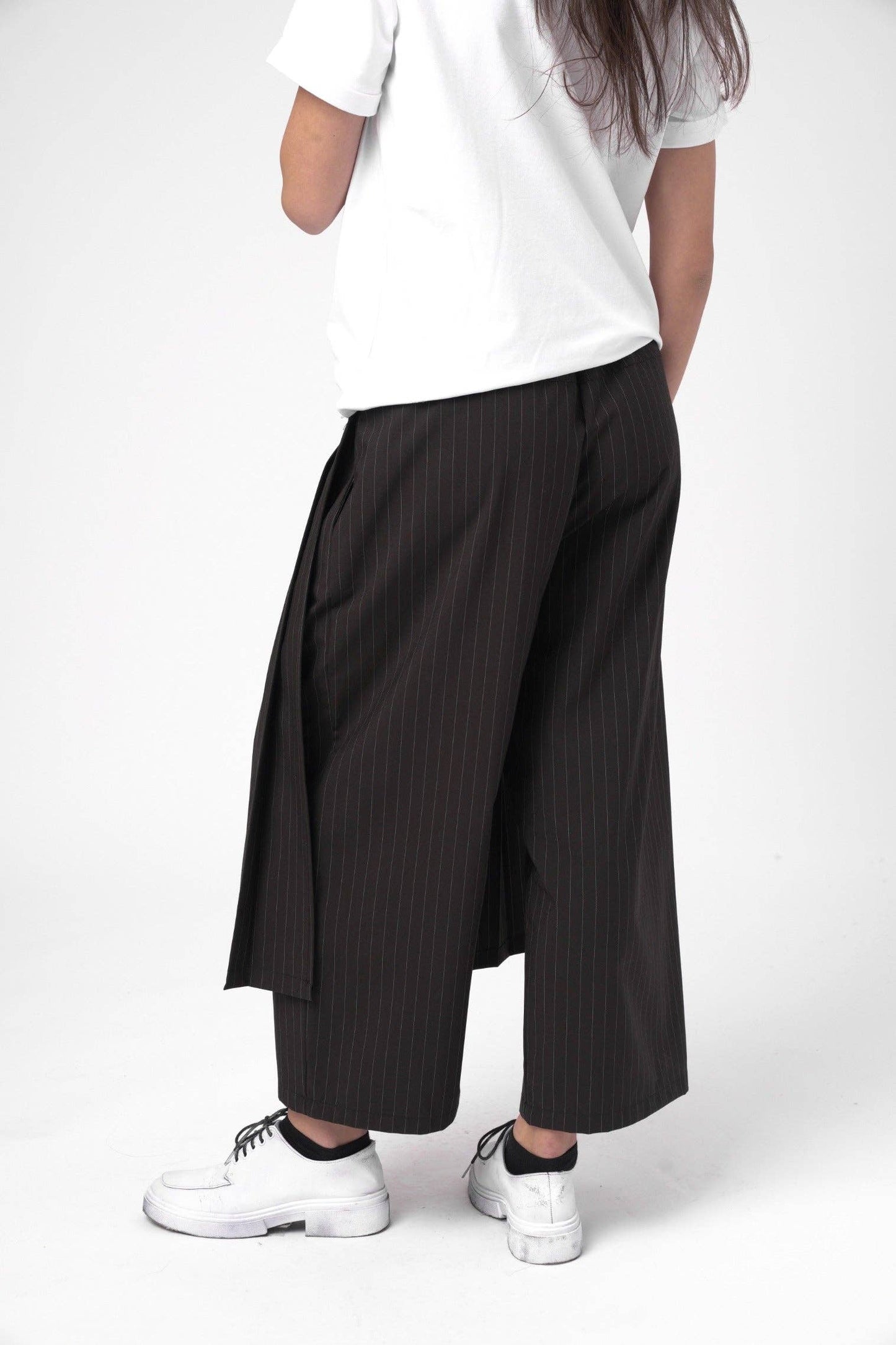 Striped Pleated Skirt Pant