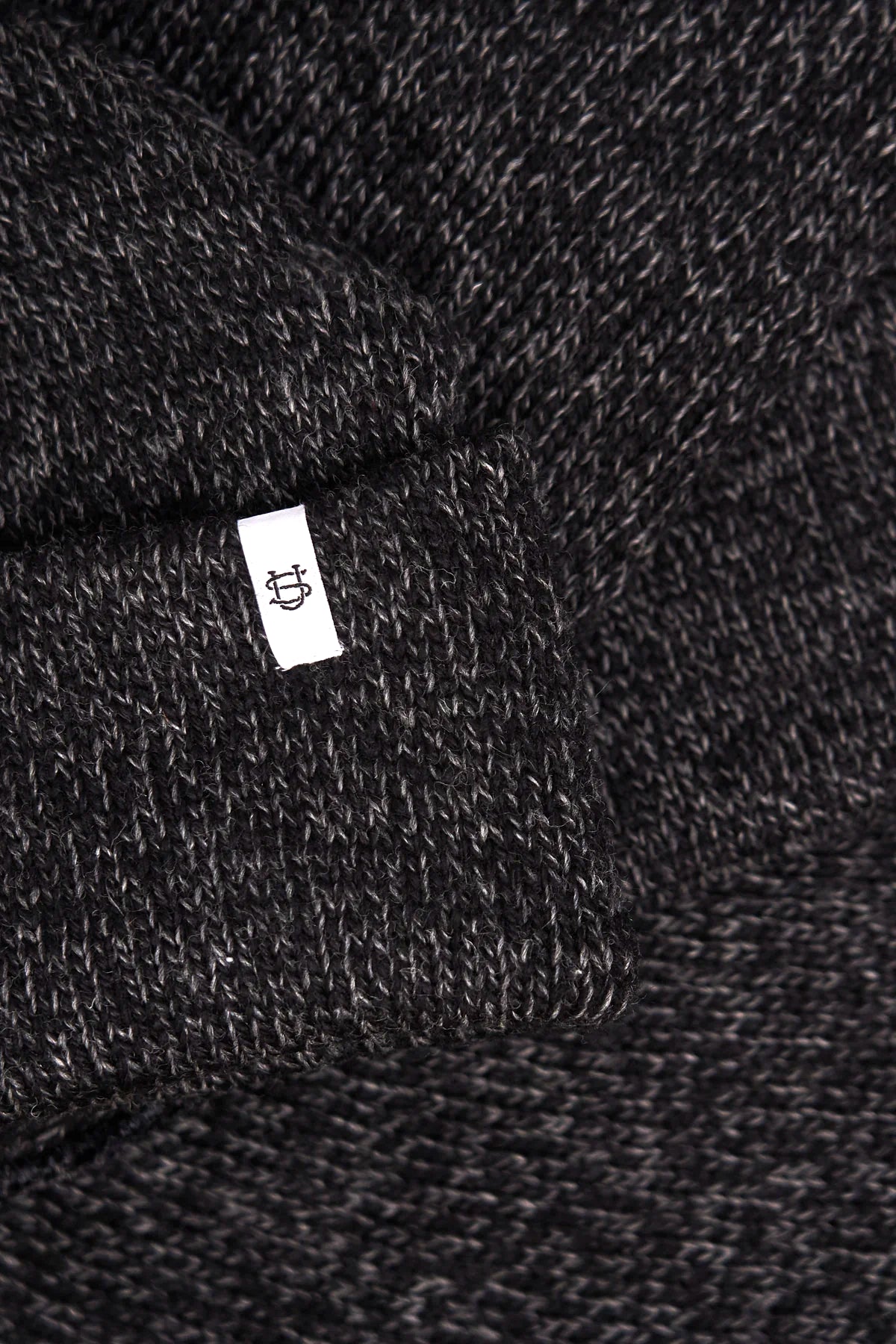 Black Melange Ragg Wool Beanie