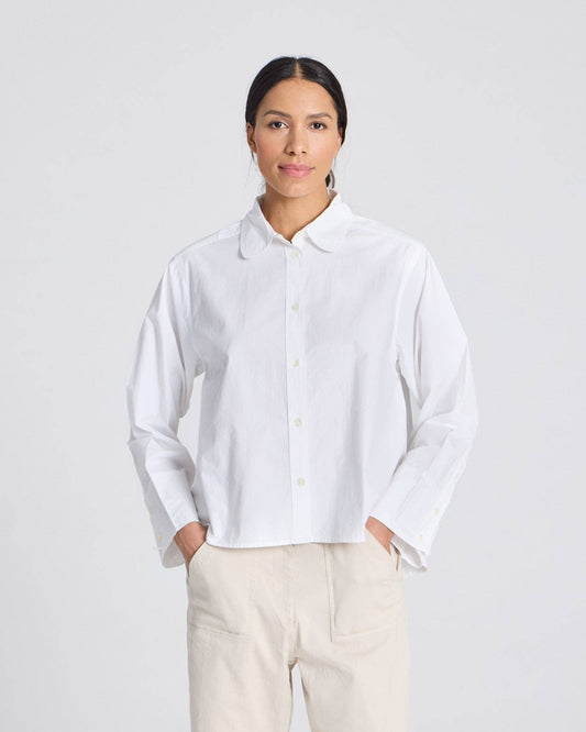 Flora Shirt Poplin Gots - White