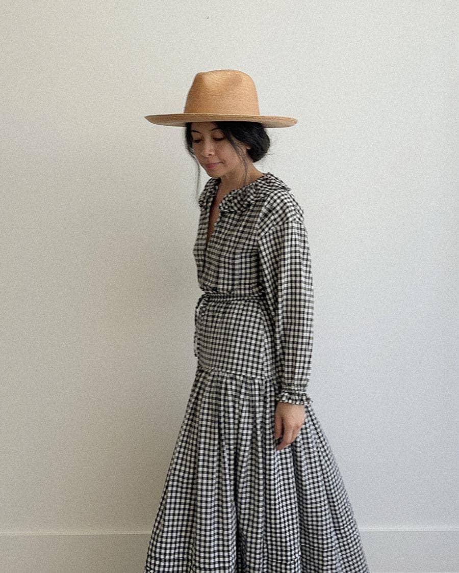 Black White Gingham Checkered Midi Skirt - Gardenne Skirt