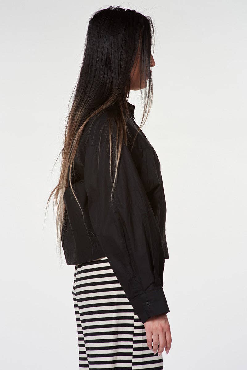 Poplin Balloon-Cut Cropped Shirt