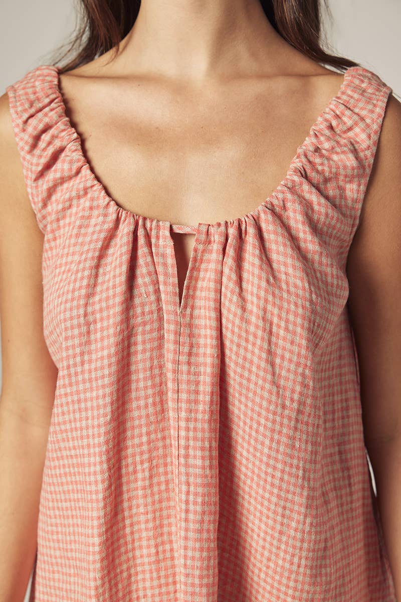 Gingham linen dress