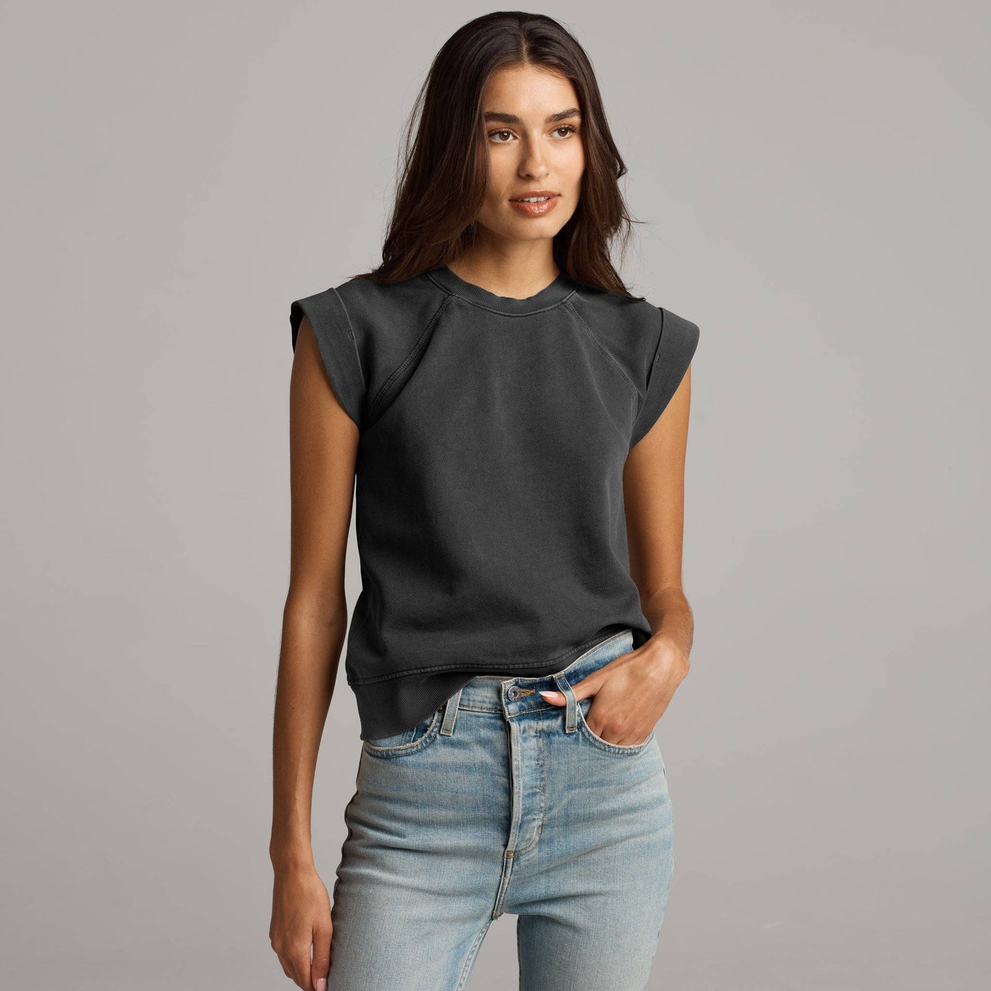 Estelle Cap-Sleeve Raglan Terry Sweatshirt