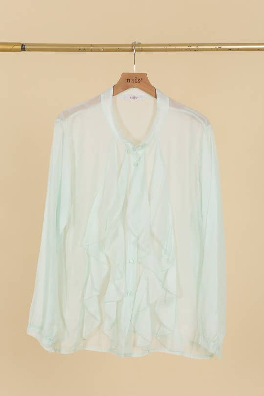 BUTTONED FLUID BLOUSE WITH RUFFLES AT THE BUST