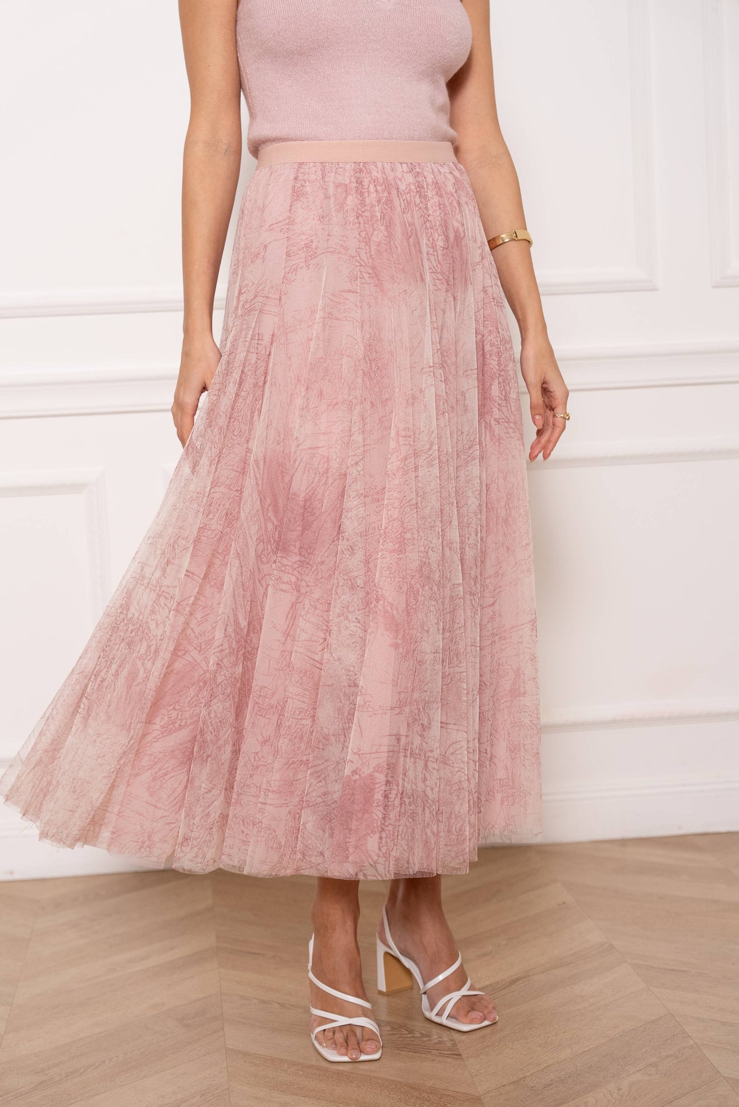 Amber skirt in toile de Jouy printed tulle - CK08202-1