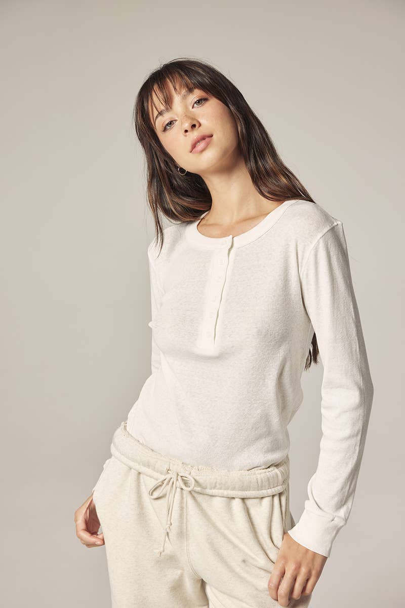 Long sleeve cotton henry top