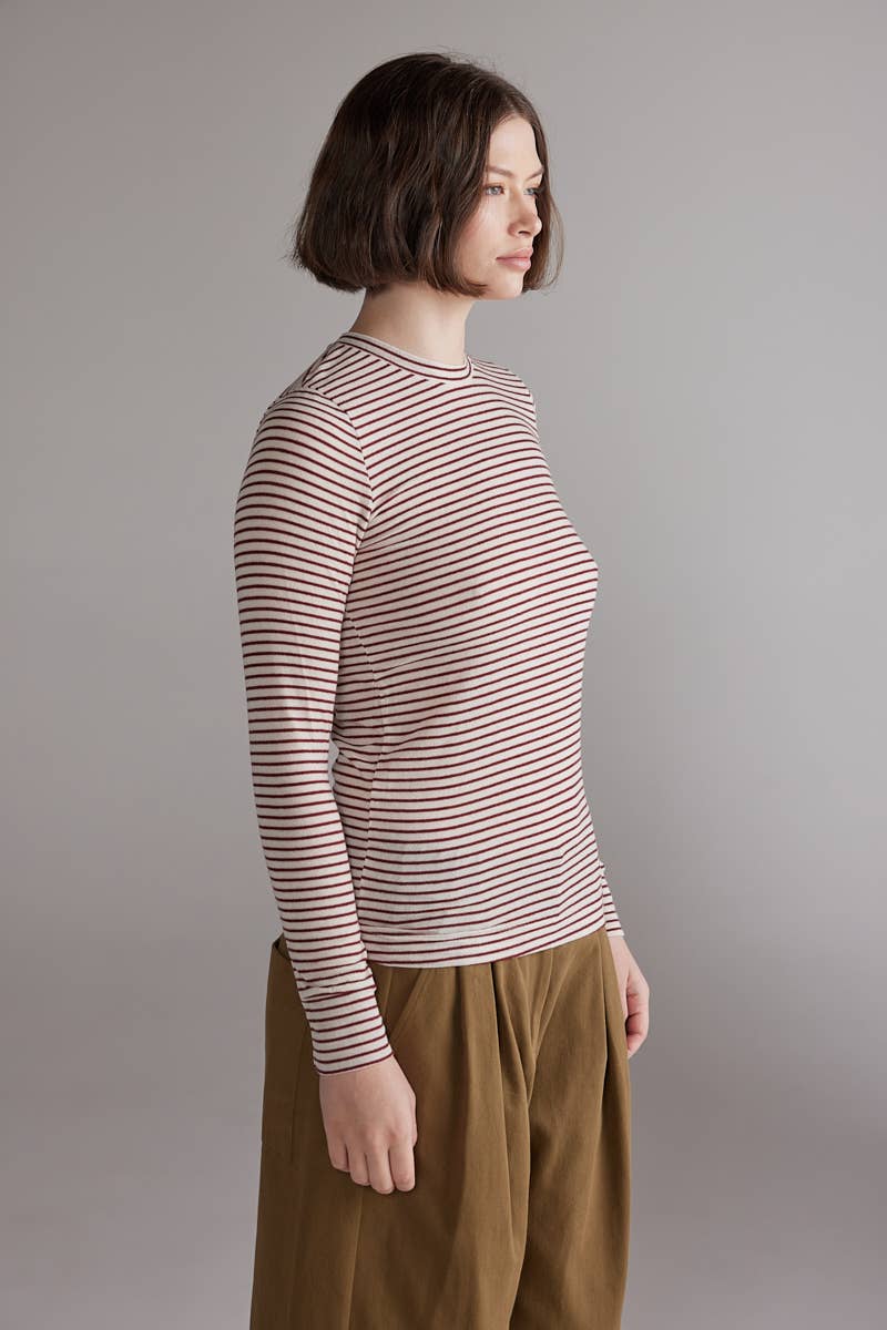 Lightweight Wool Blend Striped Knit / Top by Amente