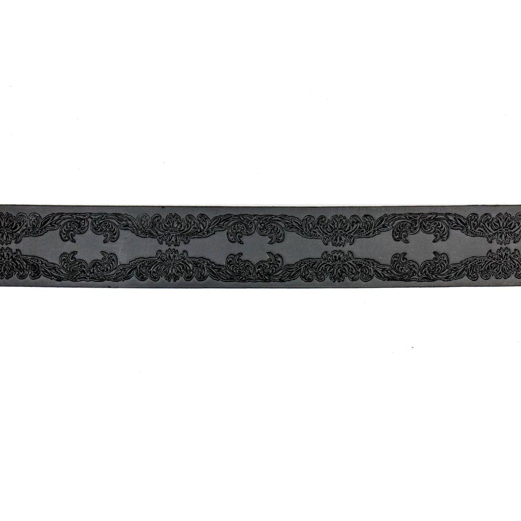 1 1/2" Full Grain Tooled  Leather Belt- Scroll Design