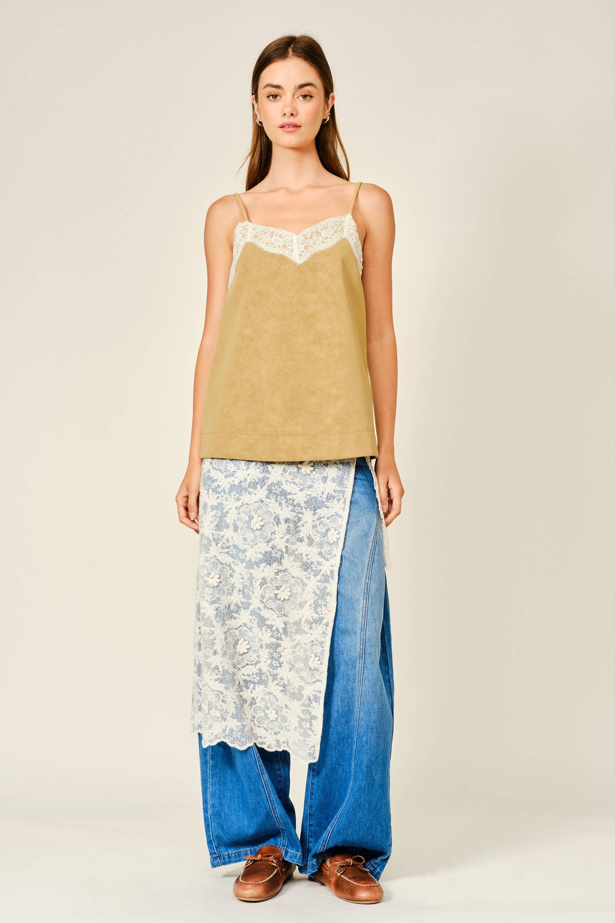 LAYERING LACE TIE-WRAP SKIRT