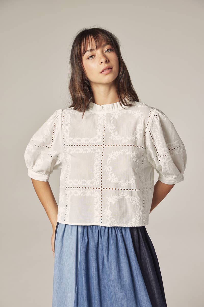 Puff sleeve tie back top