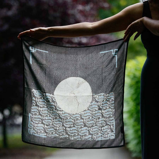 Handmade Bandana  Silky Block Print Square Scarf - Chaand