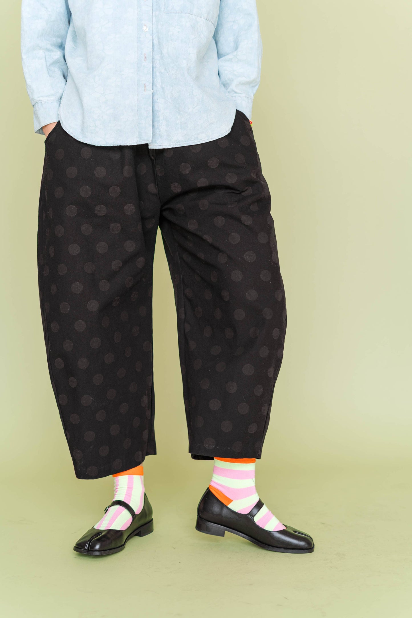 Women’s Balloon Pants - Black Polka Dot Denim