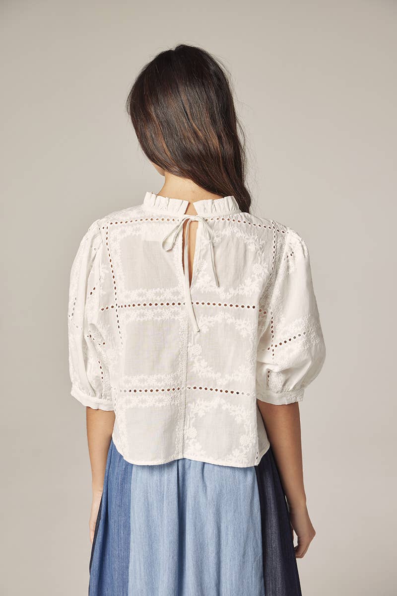 Puff sleeve tie back top