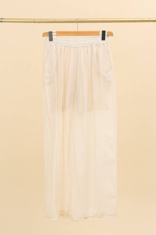 WIDE-LEG FLUID PANTS IN RAYON AND SILK