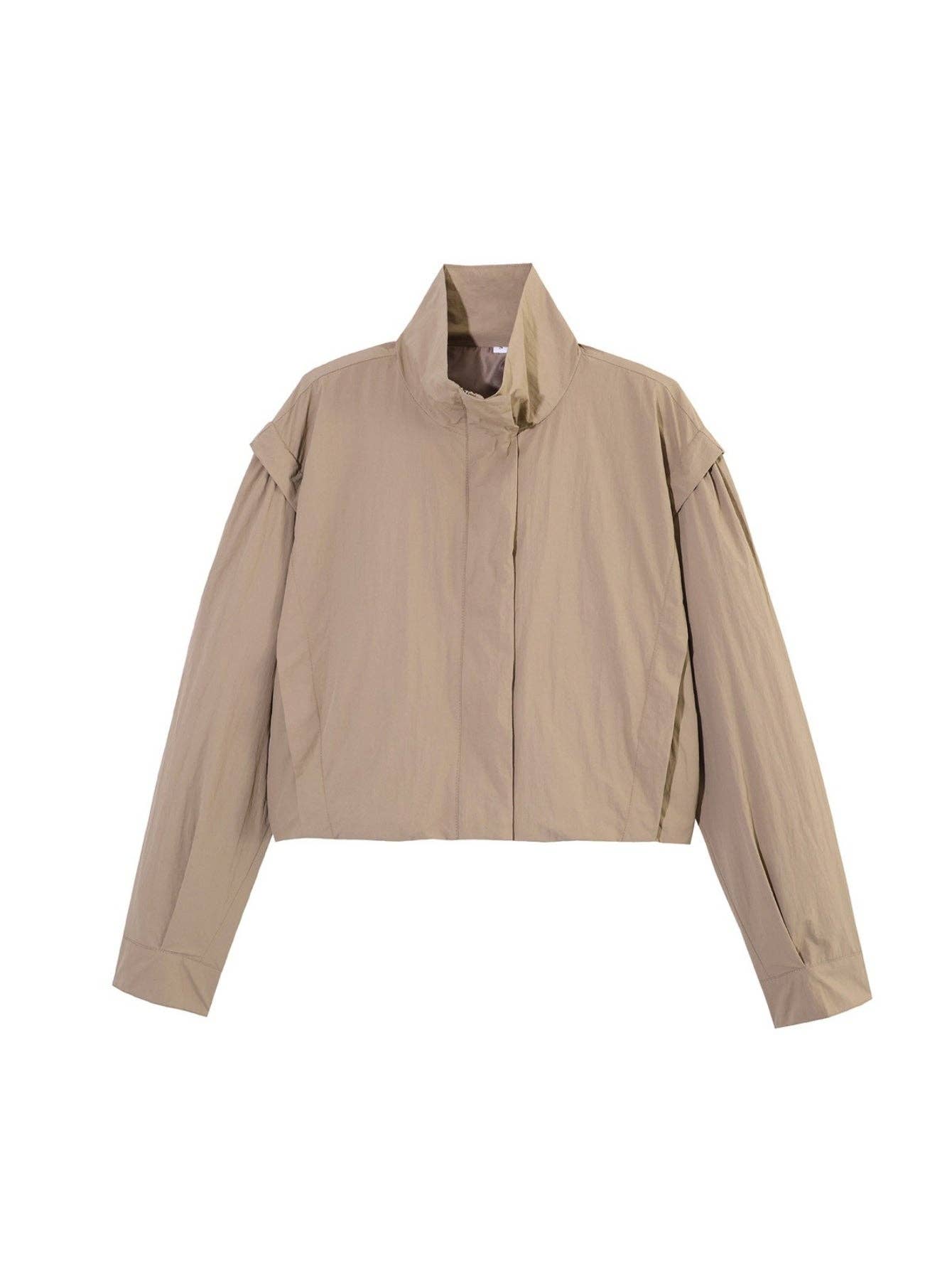 Zip Detail Long Sleeve Windbreaker Jacket Women N6D123