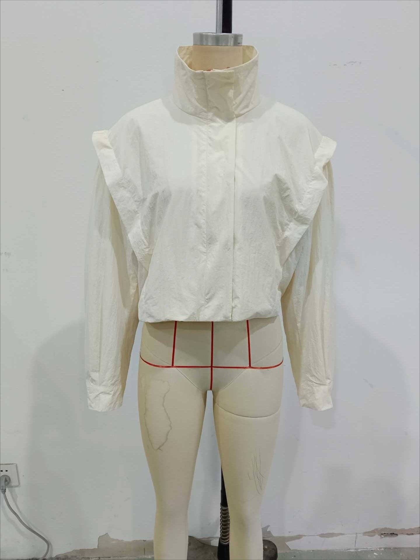 Zip Detail Long Sleeve Windbreaker Jacket Women N6D123