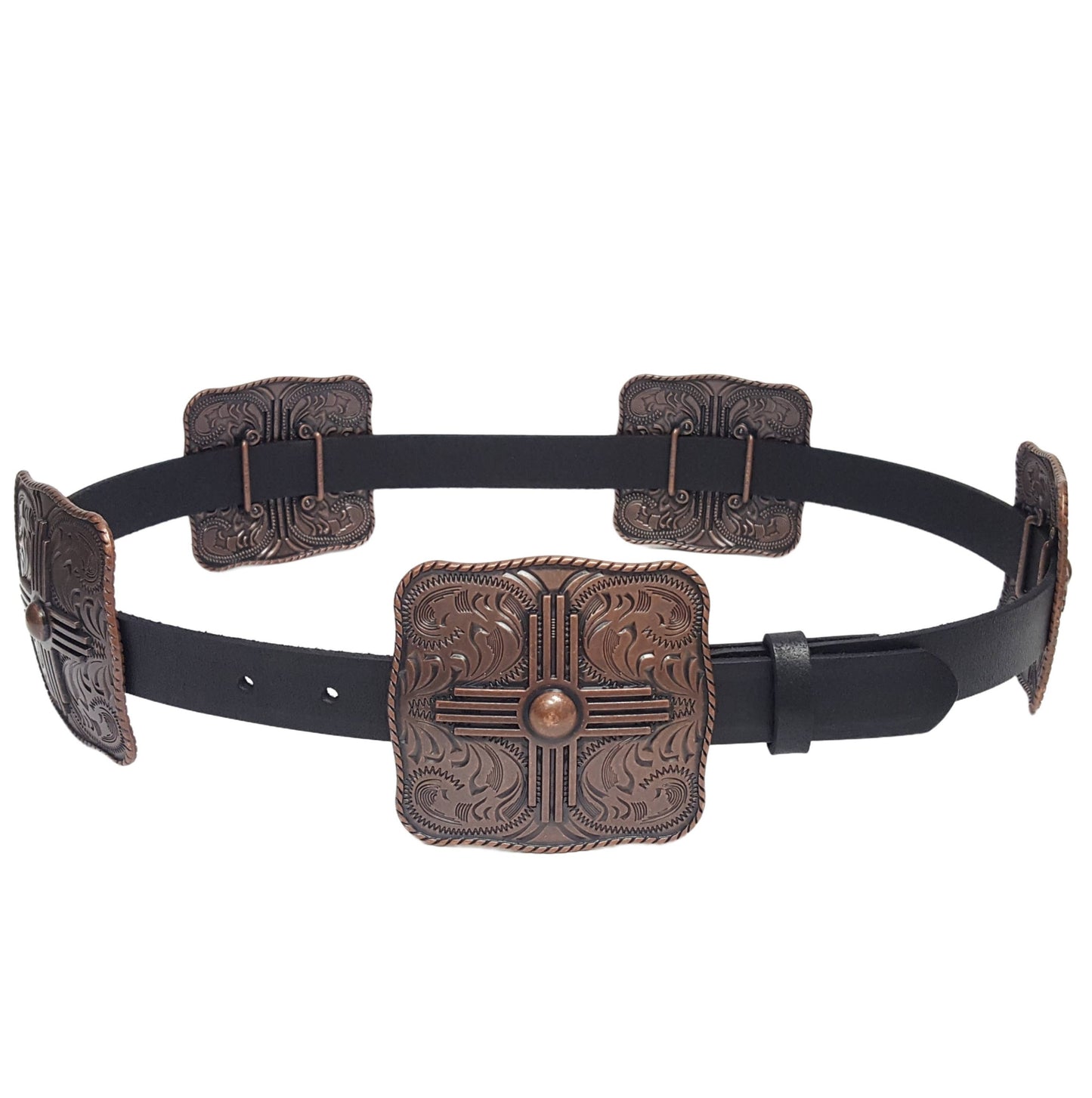 Genuine Leather w. Western Buckle-Size Zia Concho Belt