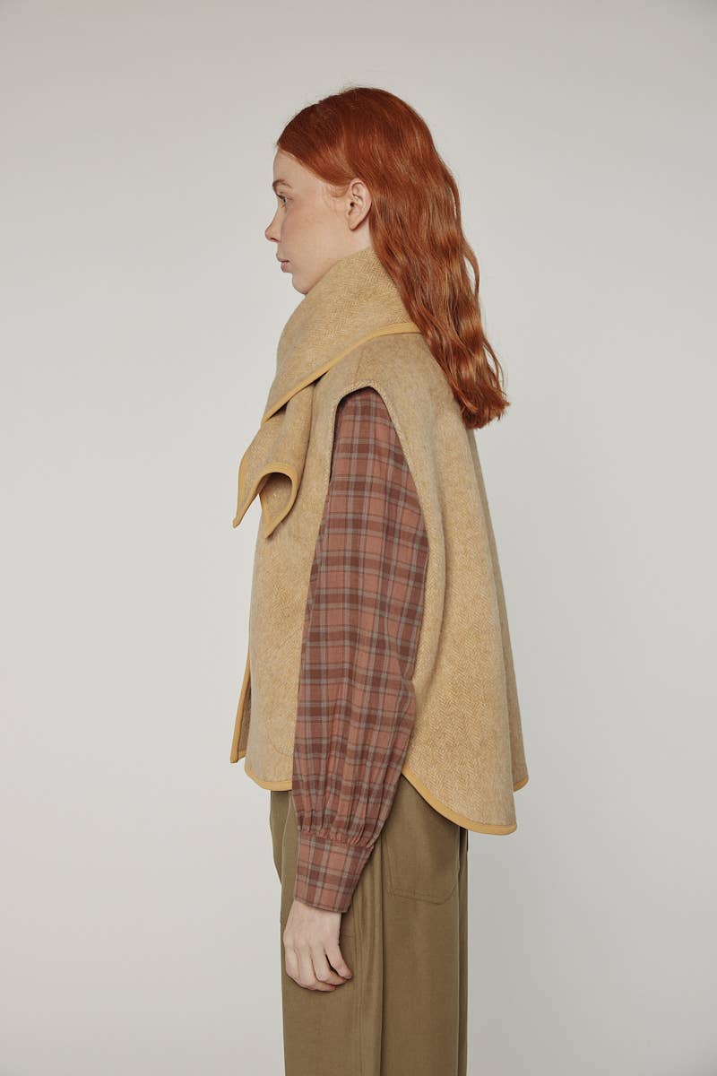 Wool Blend Scarf Vest by Amente
