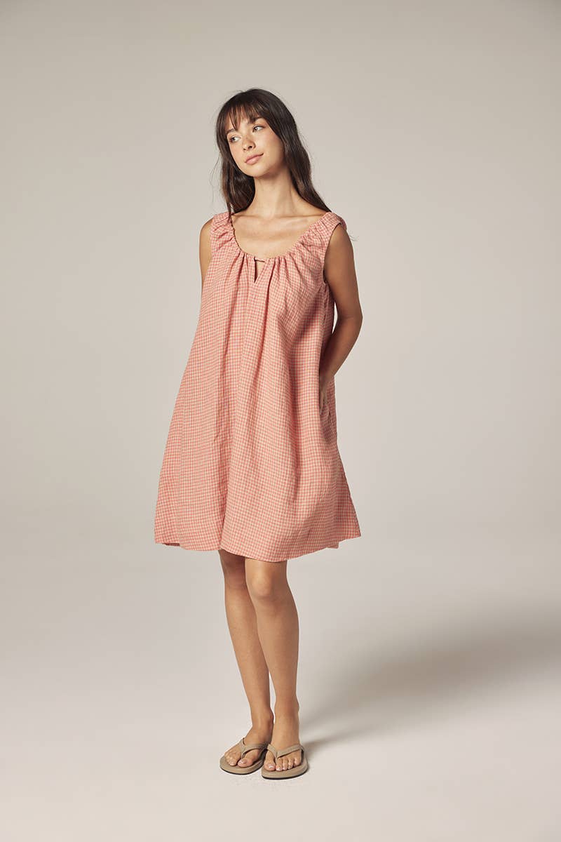 Gingham linen dress
