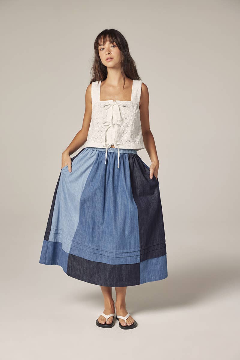 Contrast midi skirt