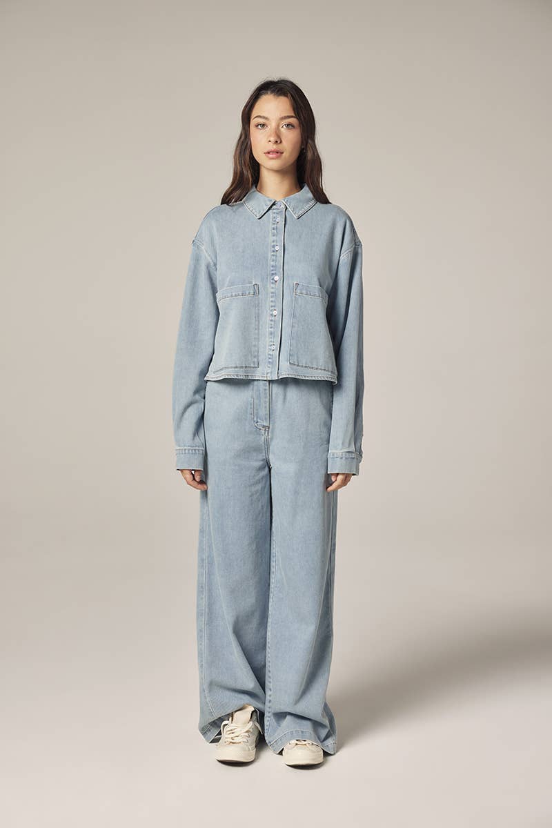 Short denim shirt