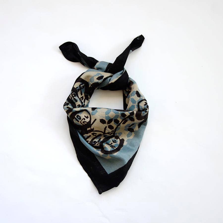 Cotton Silk Large Head Square Scarf / Bandana - Expressions