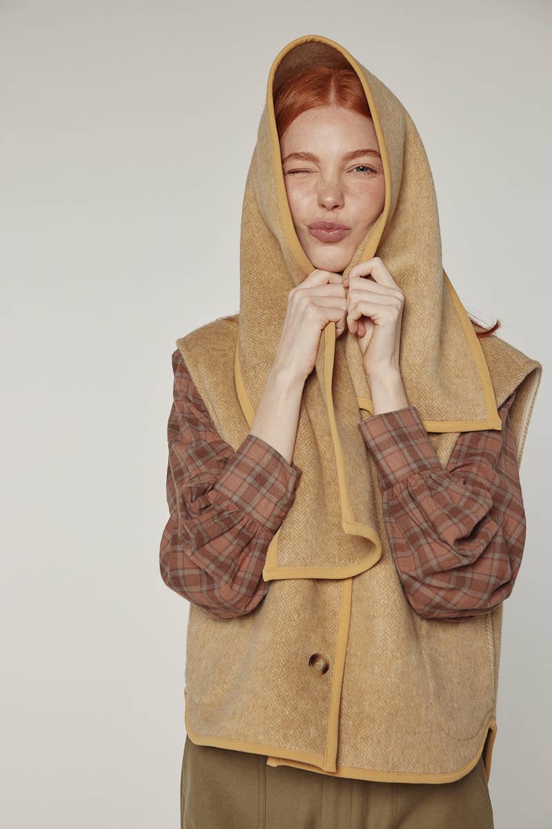Wool Blend Scarf Vest by Amente