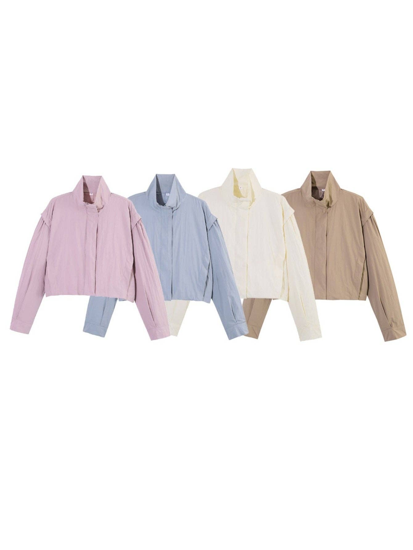 Zip Detail Long Sleeve Windbreaker Jacket Women N6D123
