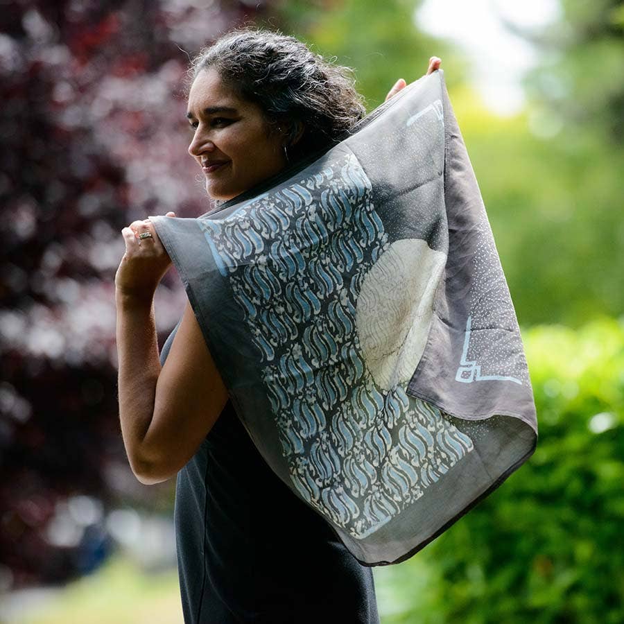 Handmade Bandana  Silky Block Print Square Scarf - Chaand