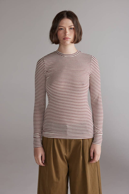 Lightweight Wool Blend Striped Knit Top