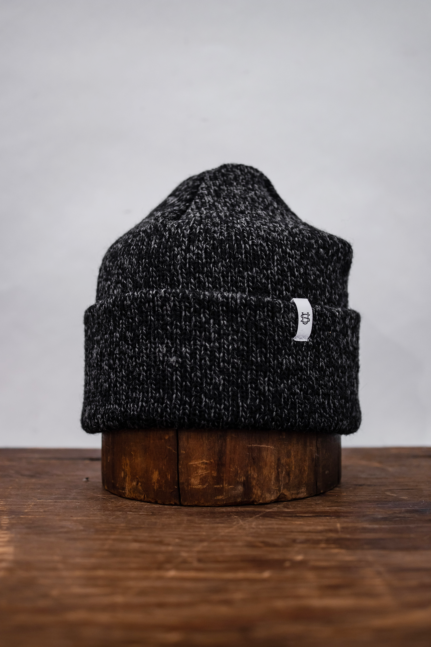 Black Melange Ragg Wool Beanie